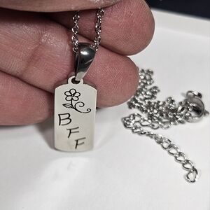 Best friends forever, BFF Initial Necklace with Adjustable Rolo Chain Flower